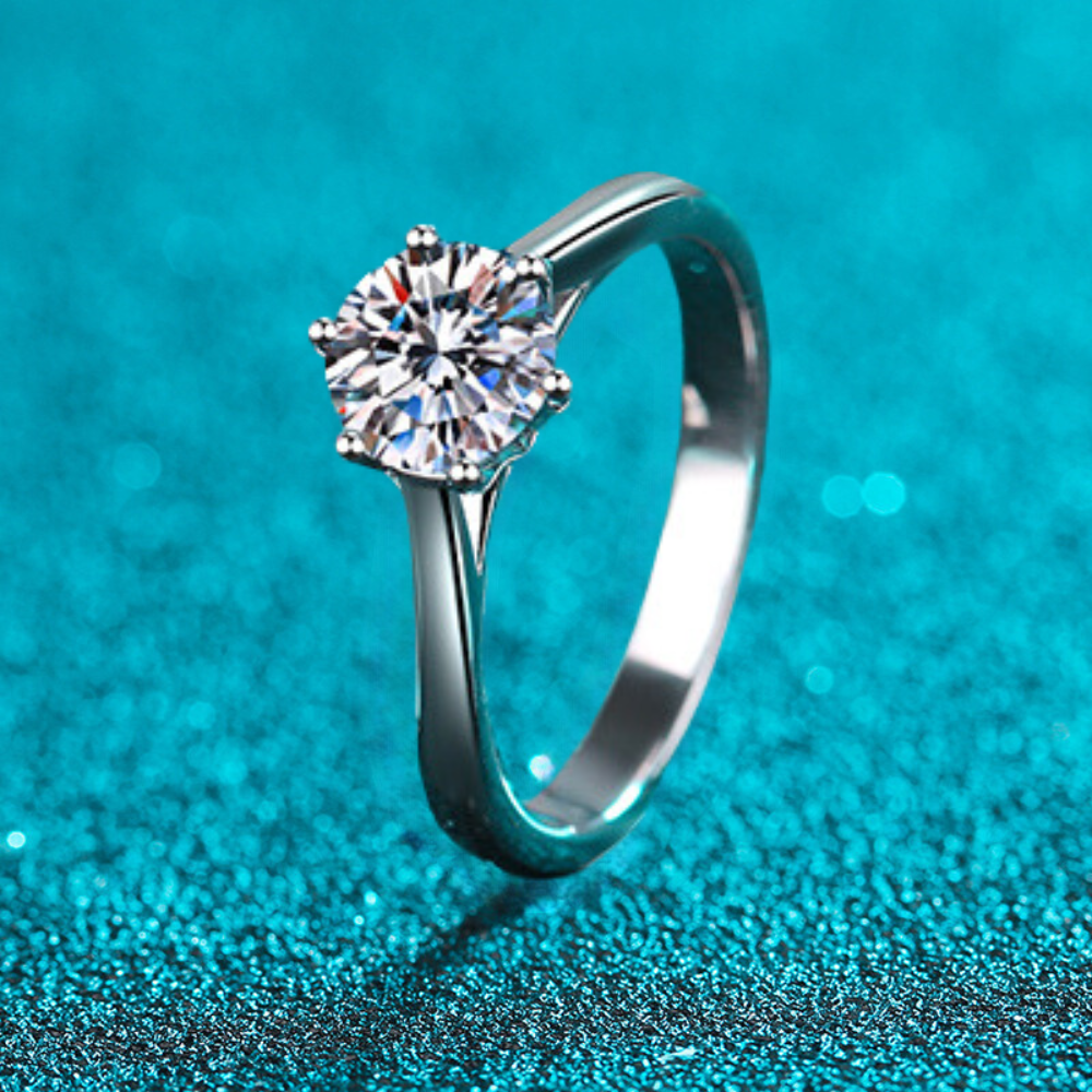 Fantastic Round Solitaire 0.5 - 1.5 Carat Moissanite S925 Wedding Set as Couple Rings or Promise Rings (Adjustable size available)