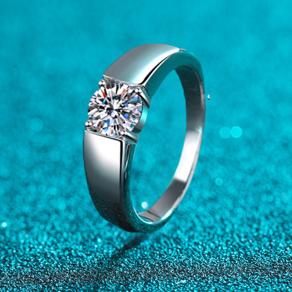 Fantastic Round Solitaire 0.5 - 1.5 Carat Moissanite S925 Wedding Set as Couple Rings or Promise Rings (Adjustable size available)