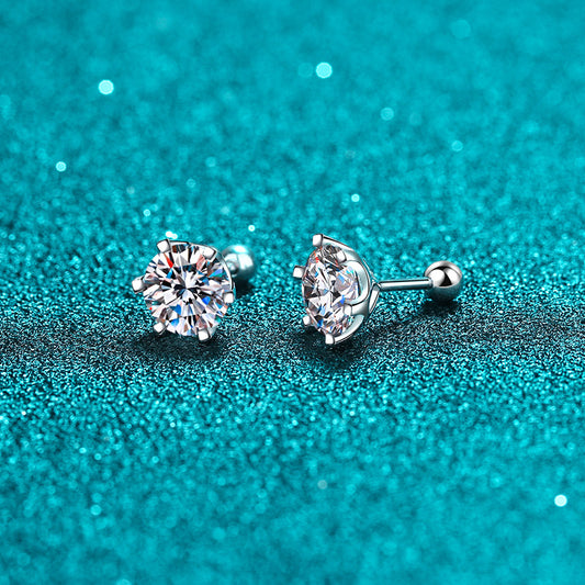Martini Set Round Cut 6-Prong Solitaire 0.2 - 2 Carat Moissanite Diamond S925 Stud Earrings