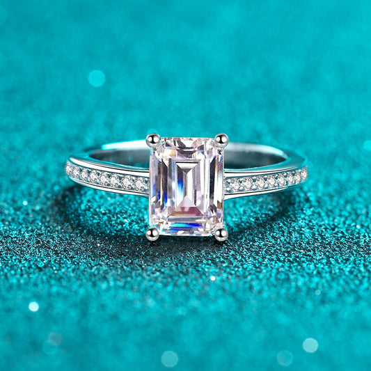 Athena Channel Emerald/Radiant 2 Carat Moissanite Engagement Ring — Moisza
