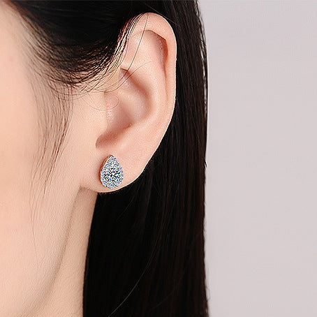 Helia Waterdrop Halo Round 0.5 Carat Each Moissanite Stud Earrings — Moisza