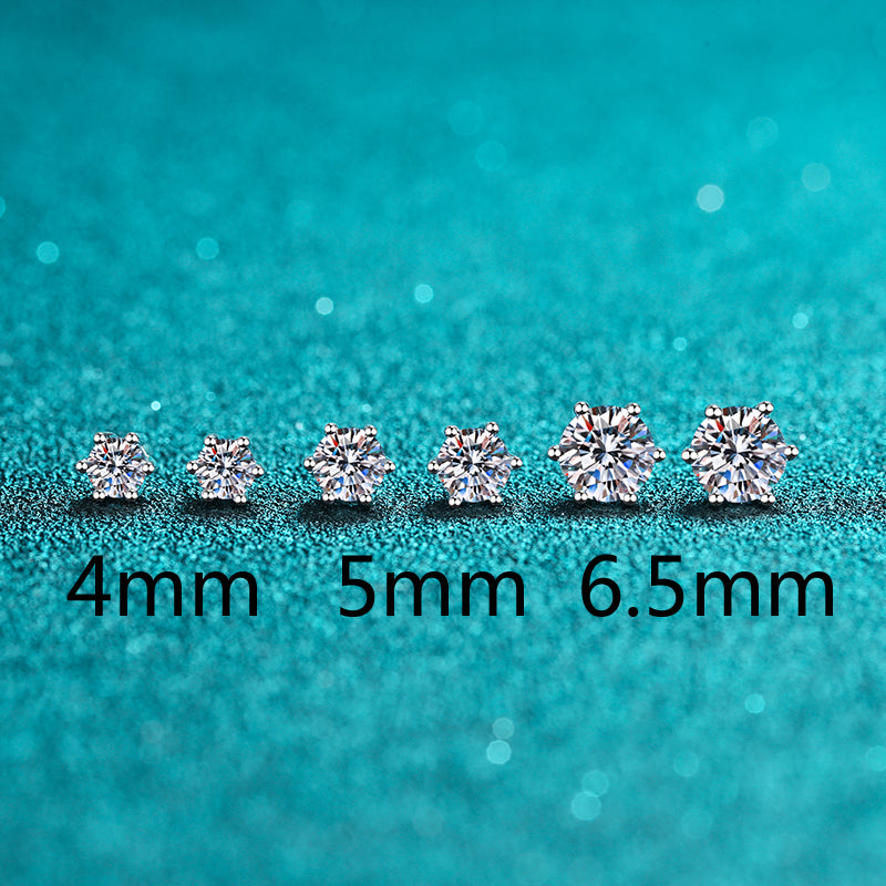 Basket Set Round Cut 6-Prong Solitaire 0.2 - 2 Carat Moissanite Diamond S925 Stud Earrings