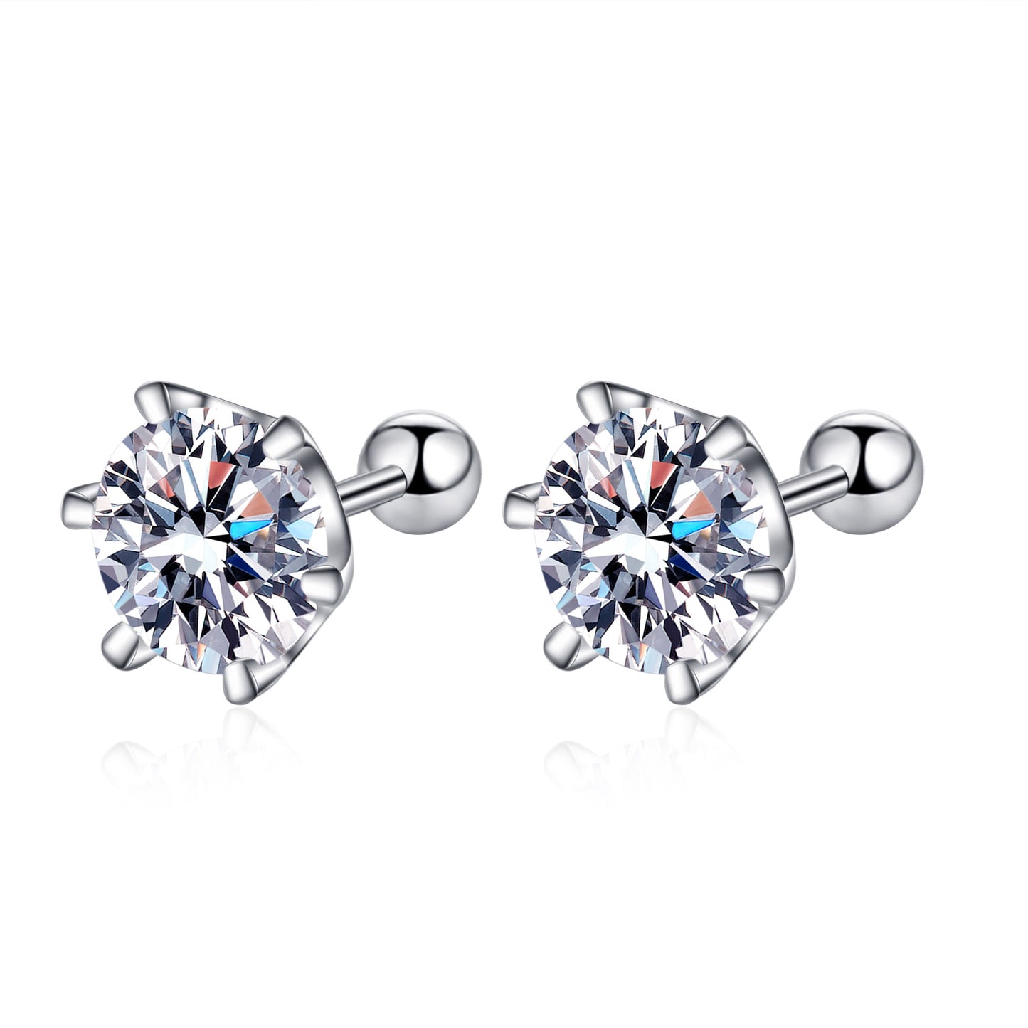Martini Set Round Cut 6-Prong Solitaire 0.2 - 2 Carat Moissanite Diamond S925 Stud Earrings