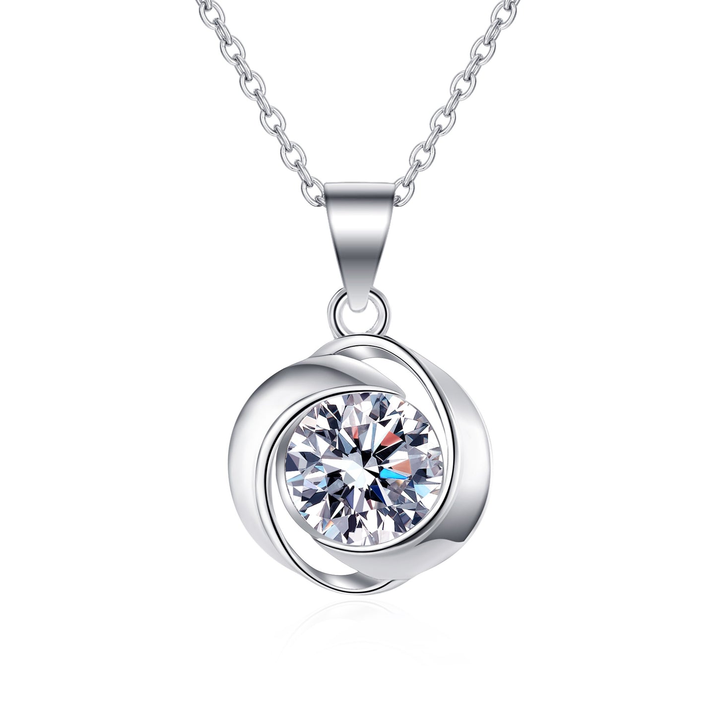 Crossover Round Cut 1 Carat Moissanite Diamond S925 Pendant Necklace
