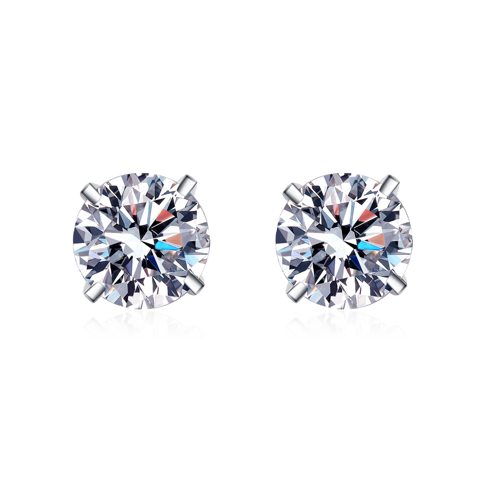 Round Solitaire 4-Prong Martini Set 0.2 - 2ct D Color VVS Moissanite S925 Stud Earrings