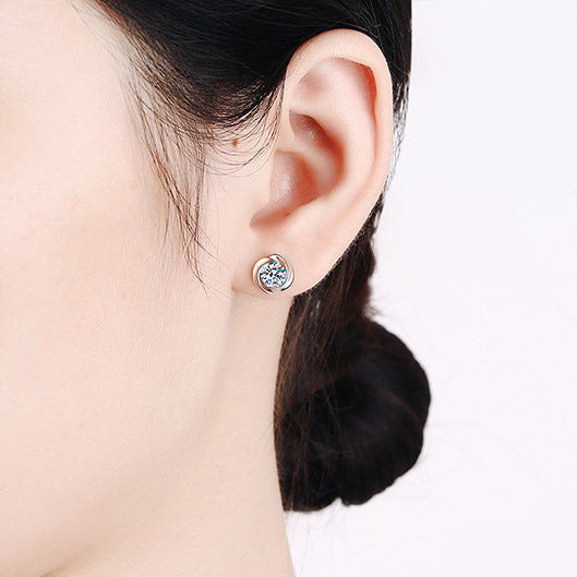 Helia Orbit Round 0.5 Carat Each Moissanite Stud Earrings — Moisza