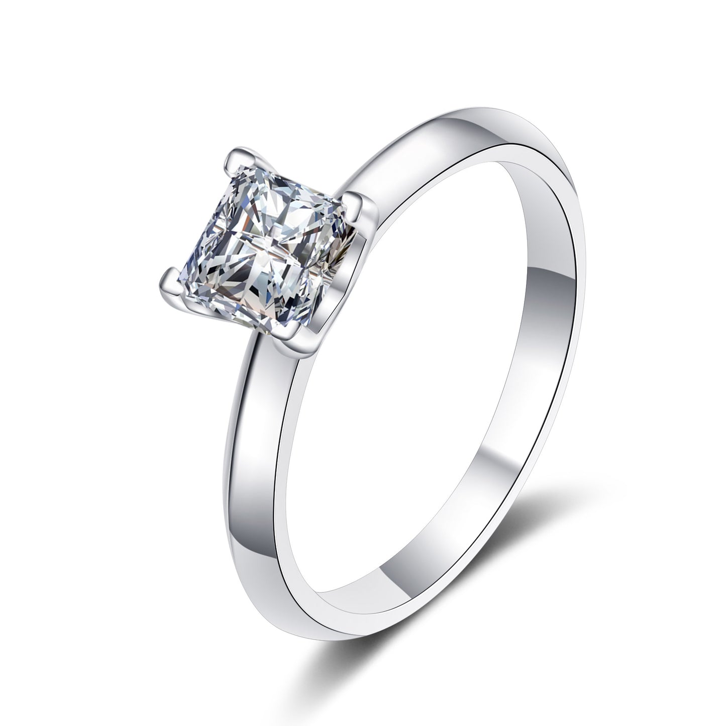 Solitär-Verlobungsring mit 1/2 Karat Moissanit-Diamant im Princess-Schliff S925