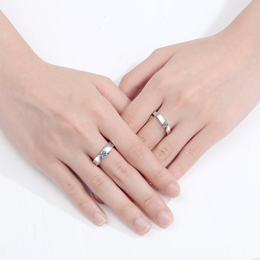 Hearts Beat As One 0.1 / 0.3 Carat Moissanite S925 Wedding Set as Couple Rings, Promise Rings, Matching Wedding Bands