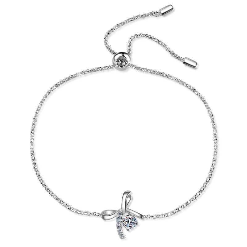 Ribbon Round Cut 0.3 Carat Moissanite Diamond S925 Bracelet
