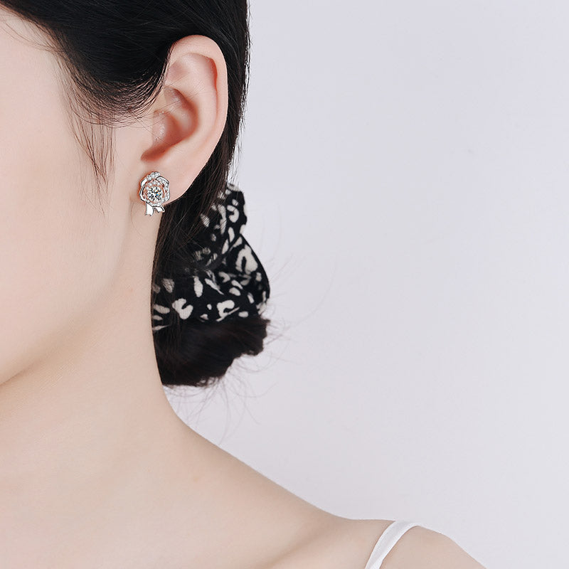 Aretes con diamantes de moissanita S925 de 0,5 quilates con pavé de rosa