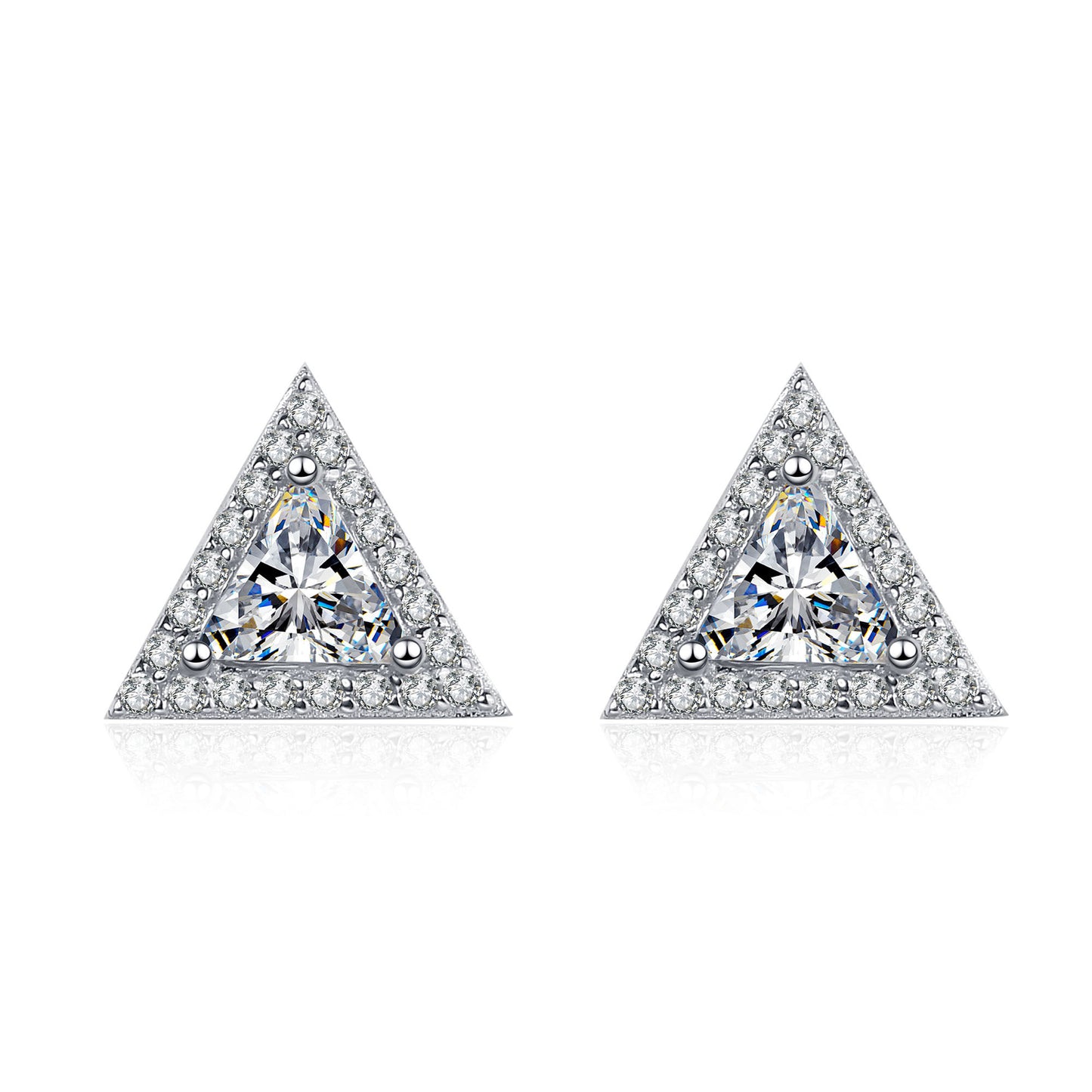 Aretes S925 chapados en platino con diamantes de moissanita de 0,5 quilates con halo de talla trillón