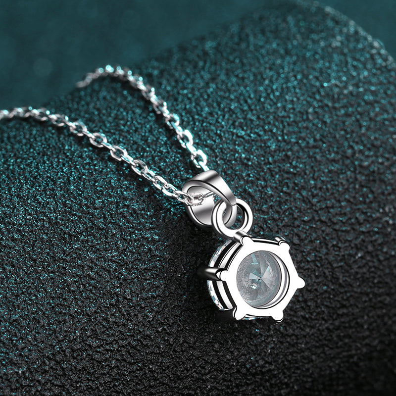 Round Cut 6-Prong Solitaire 0.5/1/2/3/5 Carat Moissanite S925 Necklace