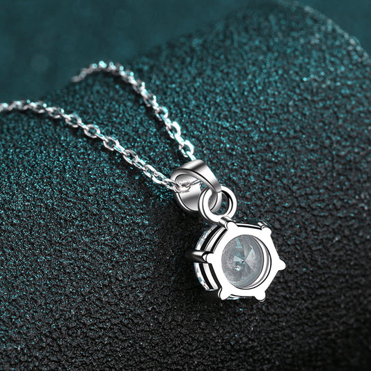 Round Cut 6-Prong Solitaire 0.5/1/2/3/5 Carat Moissanite S925 Necklace