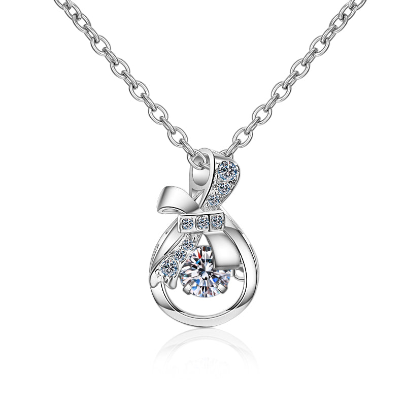 Tie the Knot 0.3 Carat Moissanite S925 Pavé Dancing Necklace