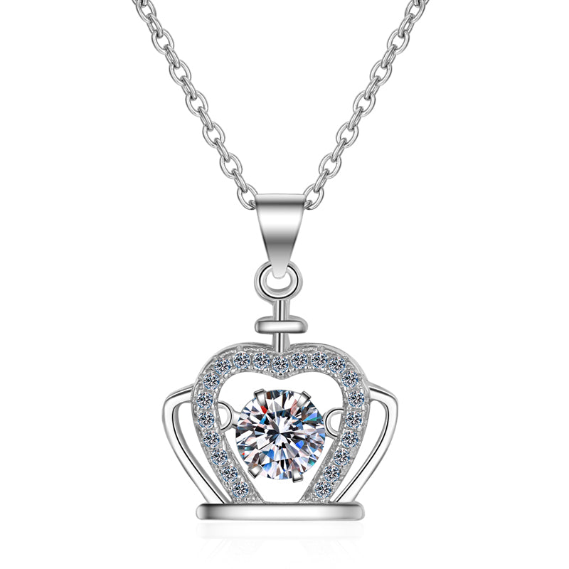 Vivid Crown 0.3/0.5ct Moissanite S925 Dancing Necklace