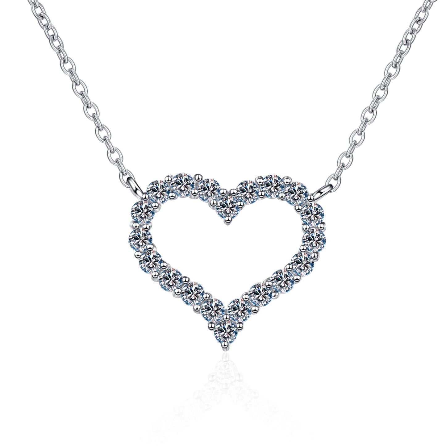 Pavé Heart 0.3-2 Carat(Total) Moissanite Platinum-Plated S925 Pendant Necklace