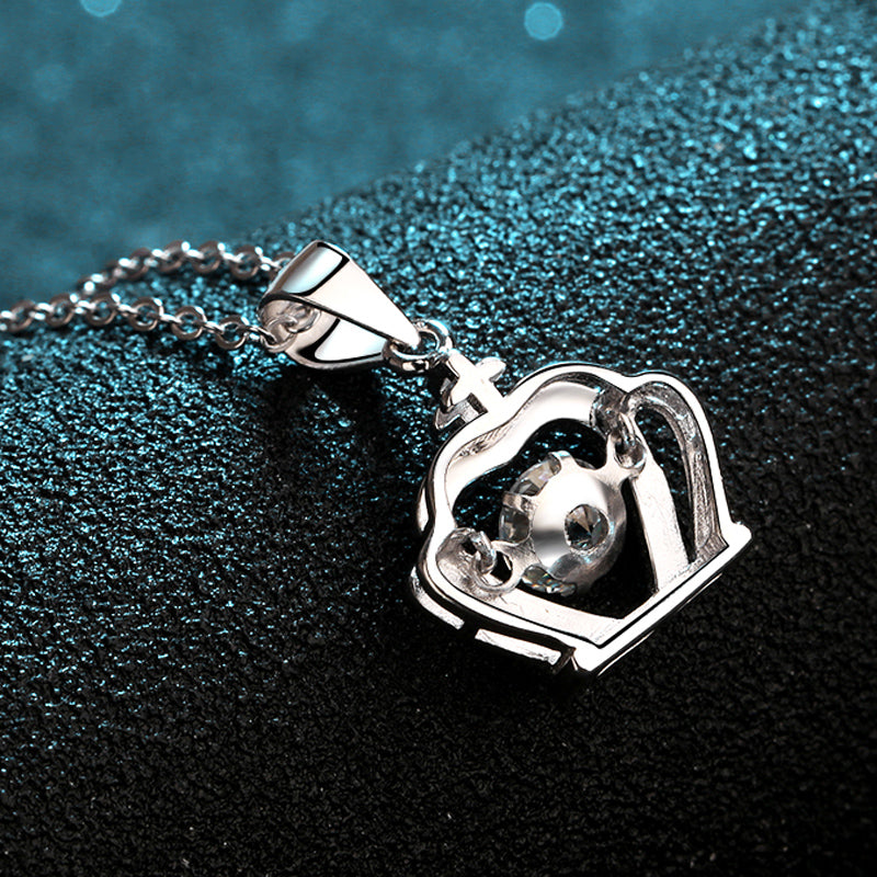 Vivid Crown 0.3/0.5 Carat Moissanite S925 Pavé Dancing Necklace