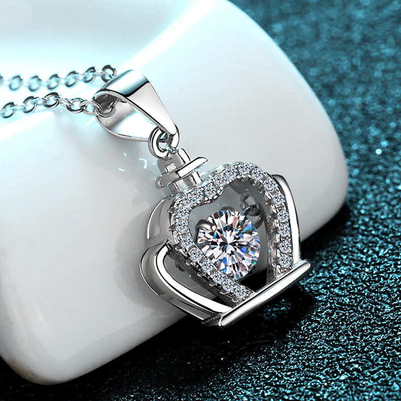 Vivid Crown 0.3/0.5 Carat Moissanite S925 Pavé Dancing Necklace