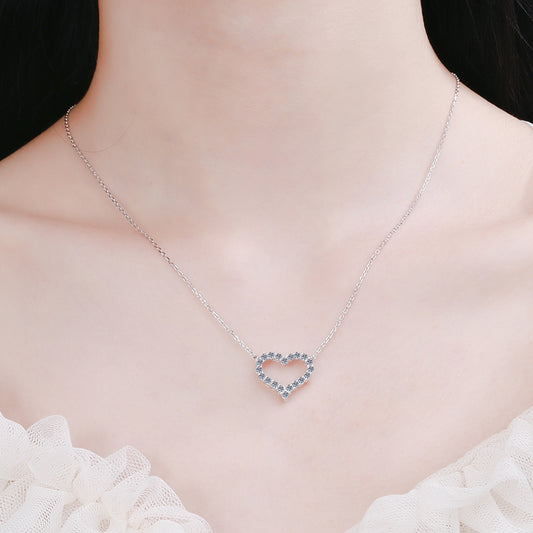 Pavé Heart 0.3-2 Carat(Total) Moissanite Platinum-Plated S925 Pendant  Necklace