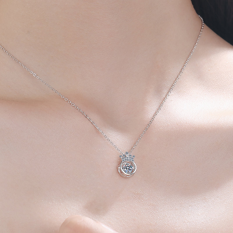 Crown 0,5 Karat Moissanit S925 Pavé Dancing Halskette