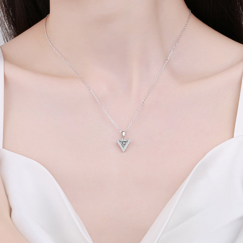 Trillion Cut Halo 0.5/ 1 Carat Moissanite Pendant Platinum-Plated S925 Necklace