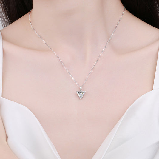 Trillion Cut Halo 0.5 / 1 Carat Moissanite 3-Piece S925 Jewelry Set (Drop Earrings and Necklace)