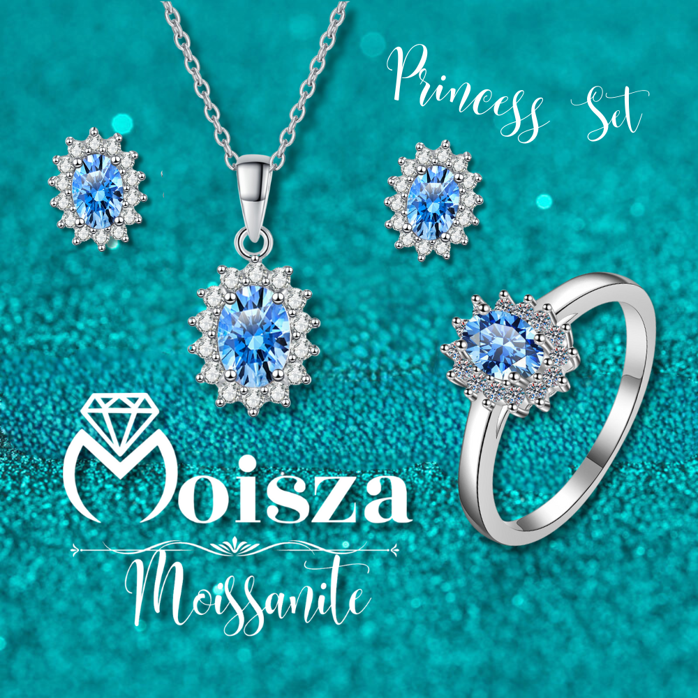 Collar con colgante de diamante moissanita S925 de corte ovalado de princesa Diana con halo de zafiro de 1 quilate