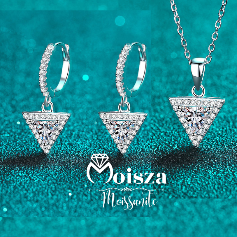 Trillion Cut Halo 0.5 / 1 Carat Moissanite Diamond Platinum-Plated S925 Pave Leverback Drop Earrings