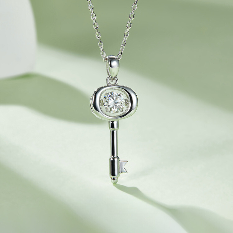 Key to Love 0.5ct Moissanite S925 Dancing Necklace