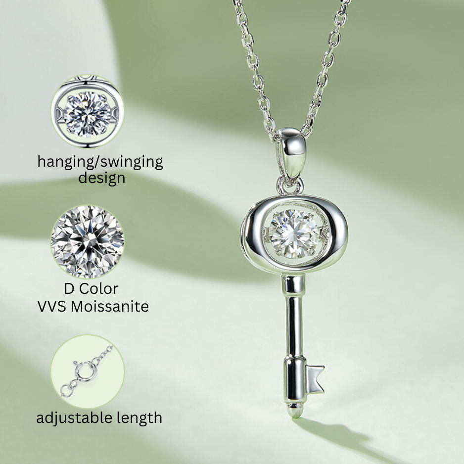 Key to Love 0.5ct Moissanite S925 Dancing Necklace