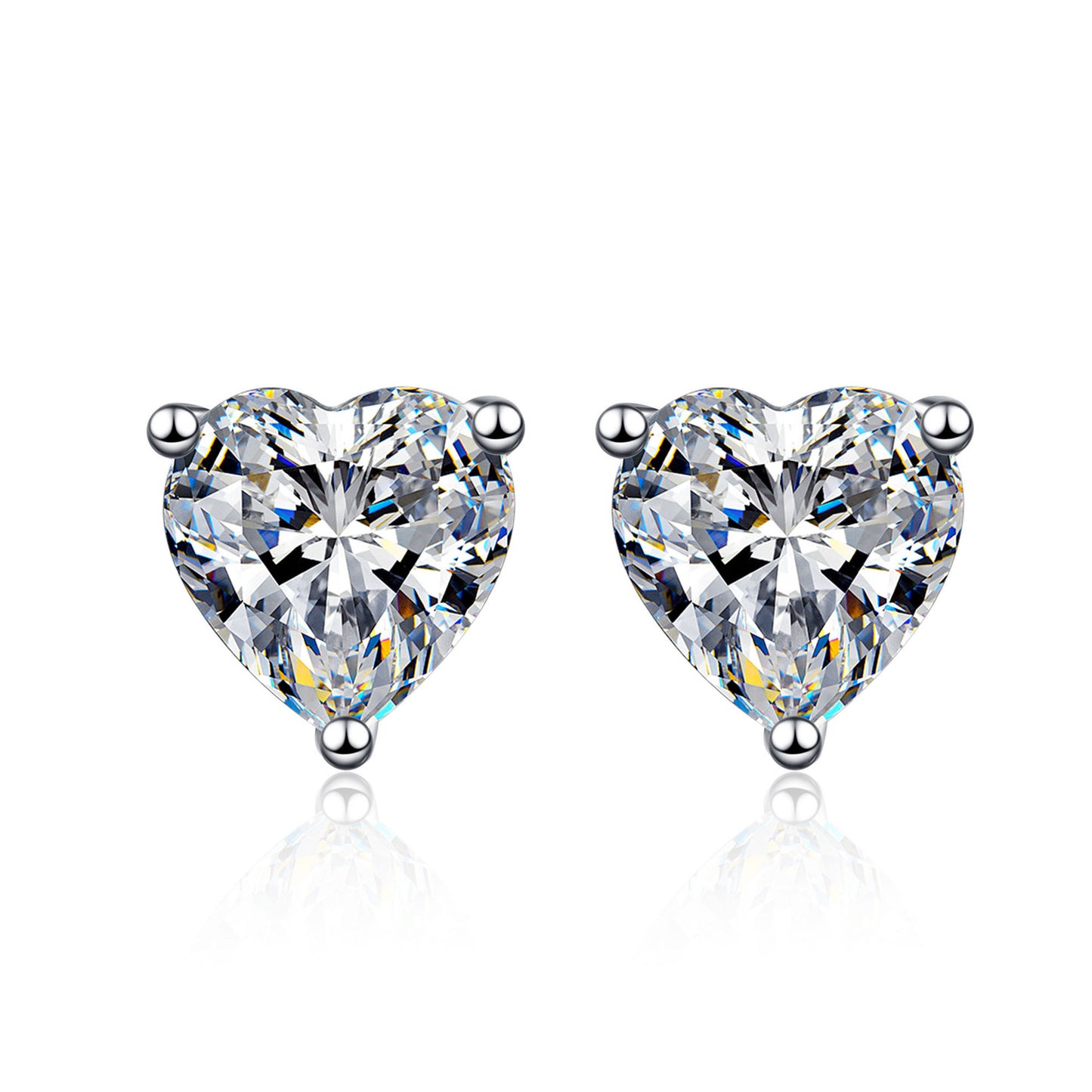 Aretes con solitario en forma de corazón y diamante moissanita de 1/2 quilate S925
