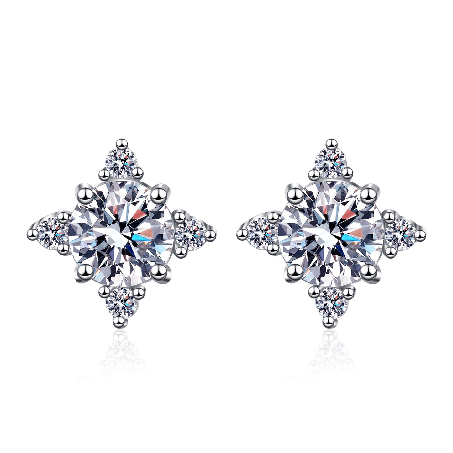Happy Four Leaves 0.5/ 1 Carat Moissanite Diamond S925 Stud Earrings
