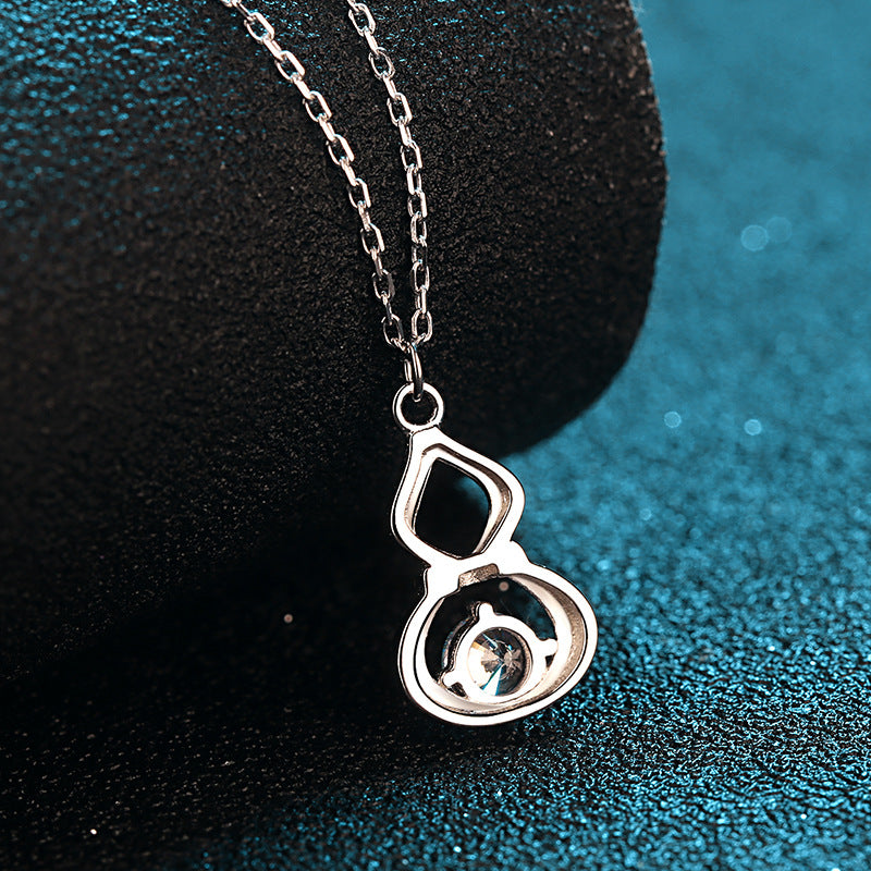 Gourd Round Cut 0.5 Carat Moissanite Diamond Platinum-Plated S925 Pendant Necklace