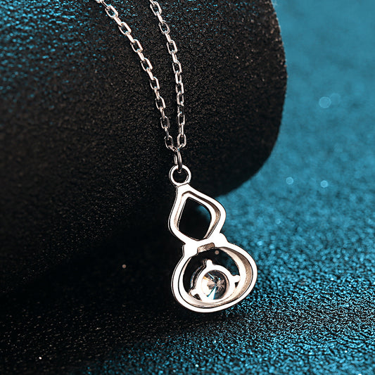 Gourd Round Cut 0.5 Carat Moissanite Diamond Platinum-Plated S925 Pendant Necklace
