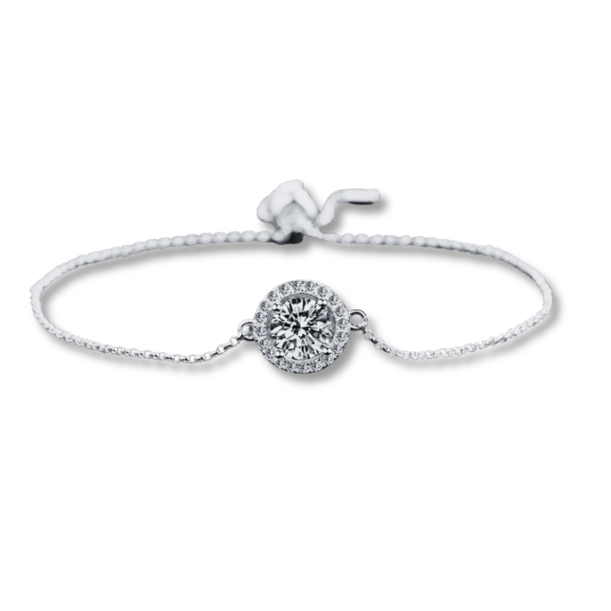Round Cut Halo 1 Carat Moissanite Diamond S925 Bracelet