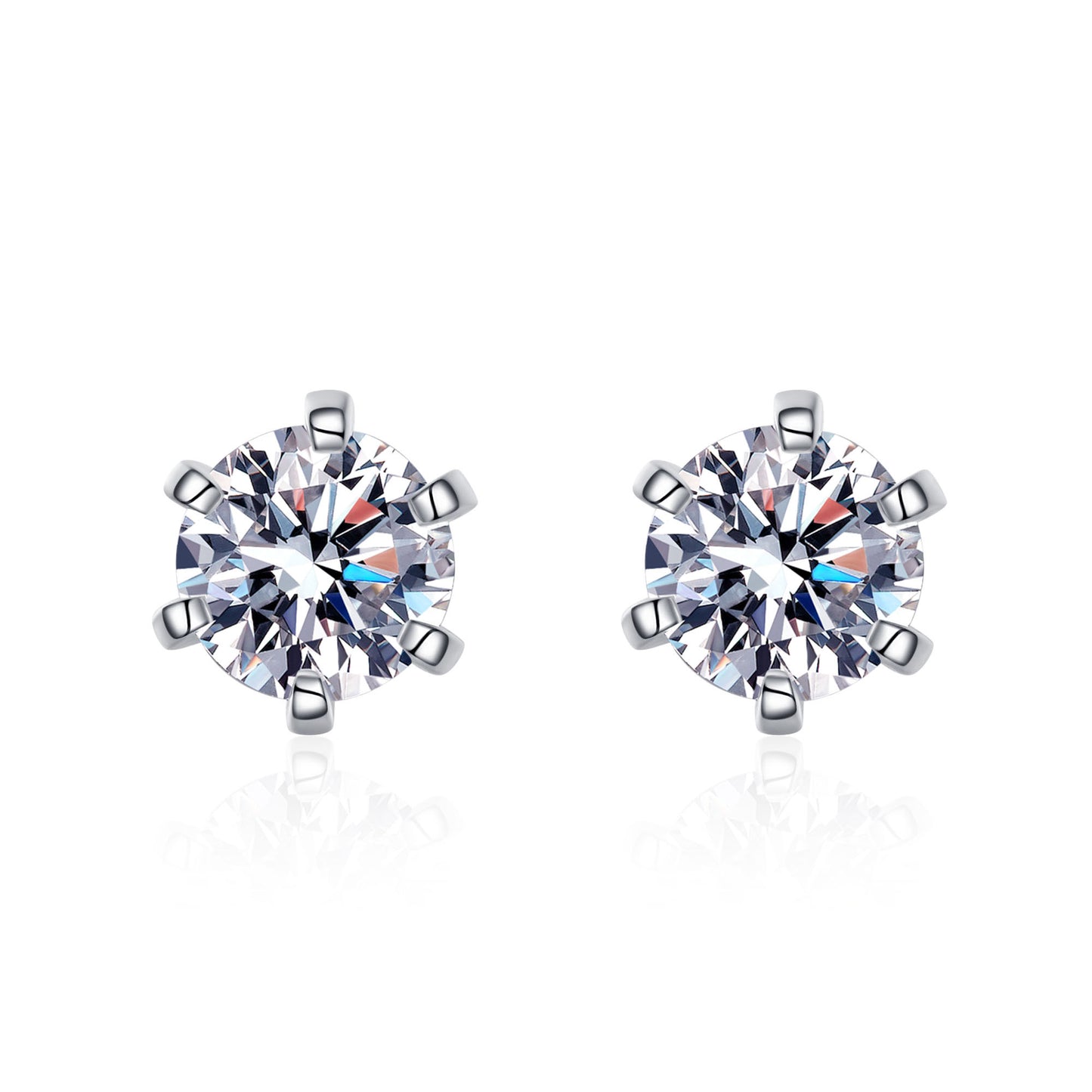 Martini Set Round Cut 6-Prong Solitaire 0.3 - 2 Carat Moissanite Screw-Back S925 Stud Earrings