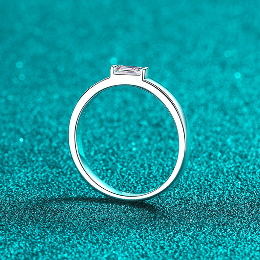 Bar Set Emerald Cut 0.5 Carat Moissanite Diamond S925 Designer Ring