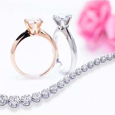 Roségold-Verlobungsring mit 6 Zinken und 1 Karat Moissanit-Diamant im Rundschliff, S925