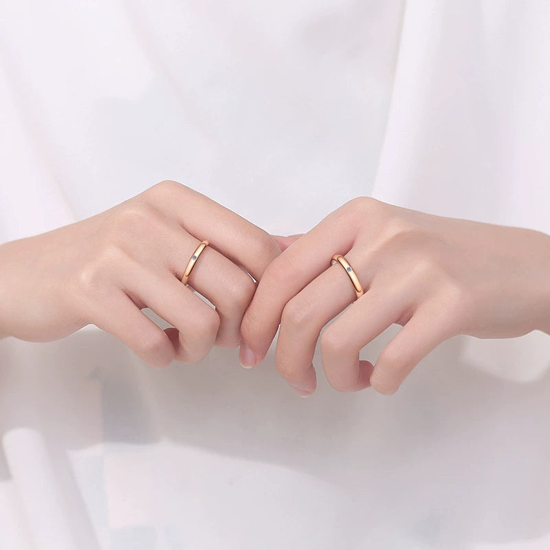 Rose Gold /White Classic 0.02 Carat Moissanite Diamond S925 Band as Couple Rings, Promise Rings or Matching Wedding Bands