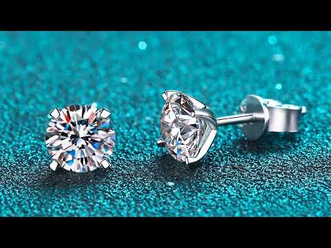 Round Solitaire 4-Prong Martini Set 0.2 - 2ct D Color VVS Moissanite S925 Stud Earrings