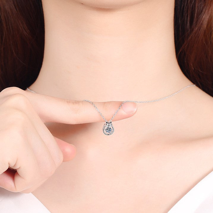 Moissanite Dancing Necklace, S925 Sterling Silver, 0.3ct Moissanite diamond necklace, Gift for Her, Gift for Girlfriend, girl, Gift for Women, Gift for Mother, Mom, Mum, gift for wife, for lover, Birthday, Anniversary, Valentine’s Day, Mother’s Day, Graduation Day,