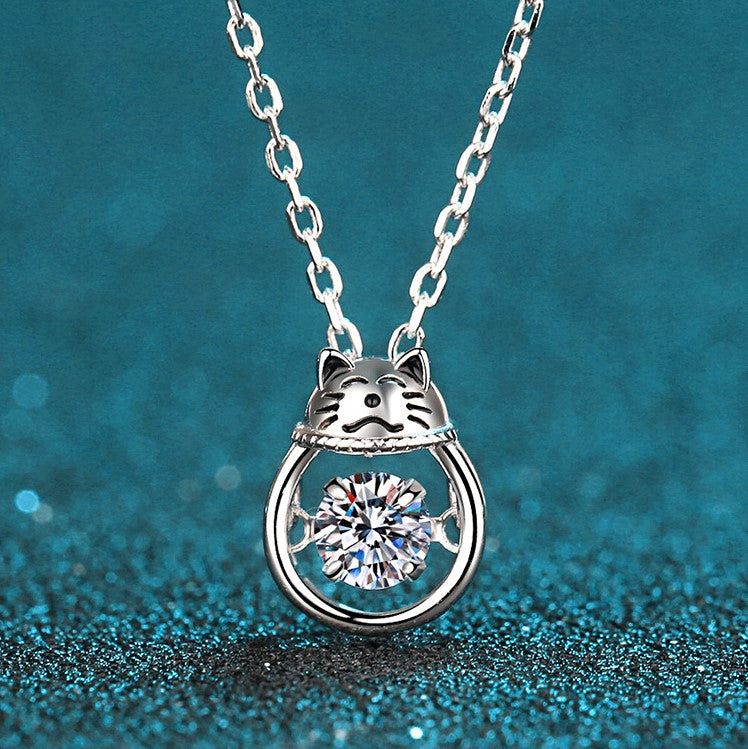 Moissanite Dancing Necklace, S925 Sterling Silver, 0.3ct Moissanite diamond necklace, Gift for Her, Gift for Girlfriend, girl, Gift for Women, Gift for Mother, Mom, Mum, gift for wife, for lover, Birthday, Anniversary, Valentine’s Day, Mother’s Day, Graduation Day,