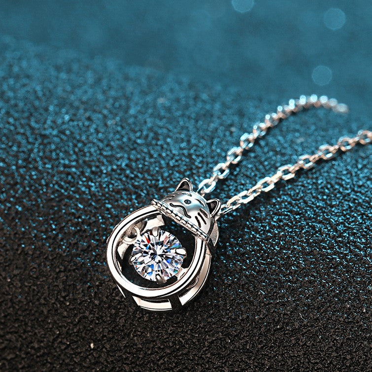 Moissanite Dancing Necklace, S925 Sterling Silver, 0.3ct Moissanite diamond necklace, Gift for Her, Gift for Girlfriend, girl, Gift for Women, Gift for Mother, Mom, Mum, gift for wife, for lover, Birthday, Anniversary, Valentine’s Day, Mother’s Day, Graduation Day,
