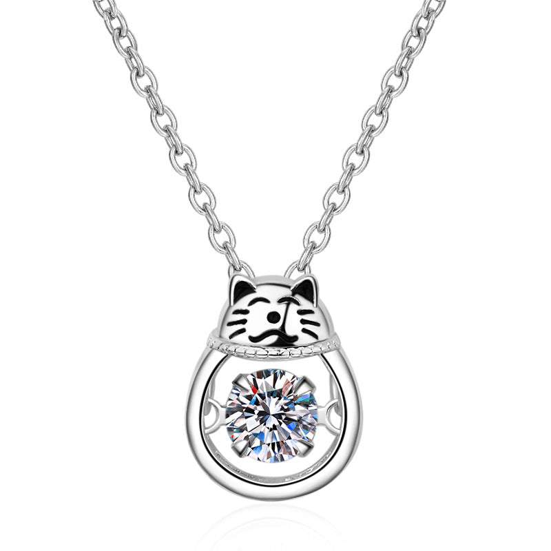 Moissanite Dancing Necklace, S925 Sterling Silver, 0.3ct Moissanite diamond necklace, Gift for Her, Gift for Girlfriend, girl, Gift for Women, Gift for Mother, Mom, Mum, gift for wife, for lover, Birthday, Anniversary, Valentine’s Day, Mother’s Day, Graduation Day,