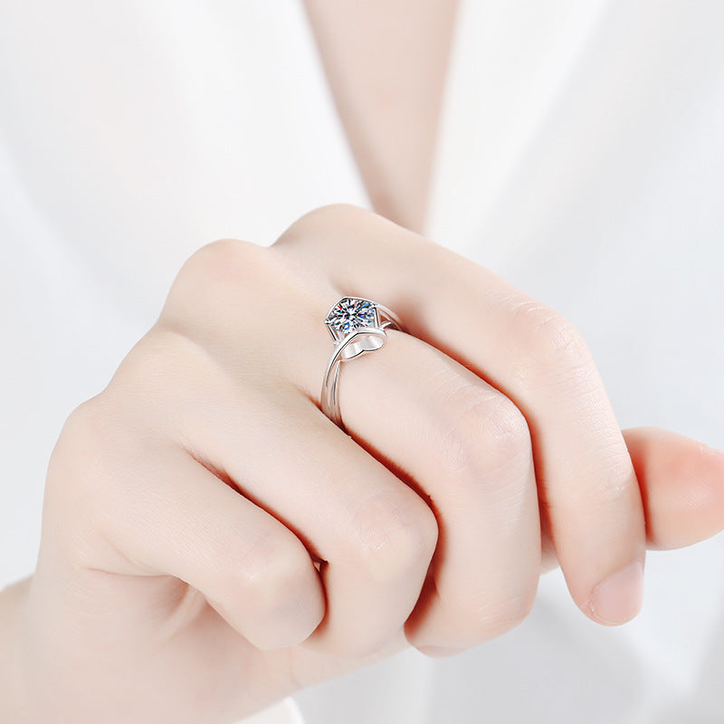 Engagement Ring, Wedding Ring, Promise Ring, Gift for Her, Gift for Girl, Girlfriend, Gift for Women, Gift for wife, Mother, Mom, Mum, Valentine’s Day, Mother’s Day, birthday, anniversary, 1ct S925 Heart-Shape Head Moissanite Diamond Ring, GRA Certificate