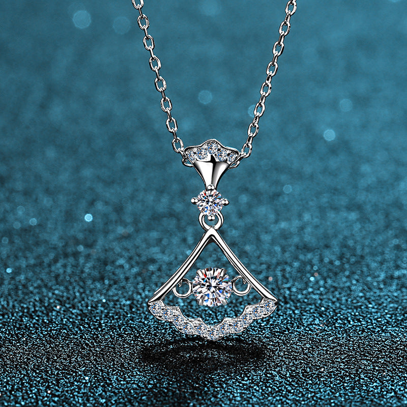 Moissanite Dancing Necklace, S925 Sterling Silver, 0.3ct Moissanite diamond necklace, Gift for Her, Gift for Girlfriend, girl, Gift for Women, Gift for Mother, Mom, Mum, gift for wife, for lover, Birthday, Anniversary, Valentine’s Day, Mother’s Day, Graduation Day,