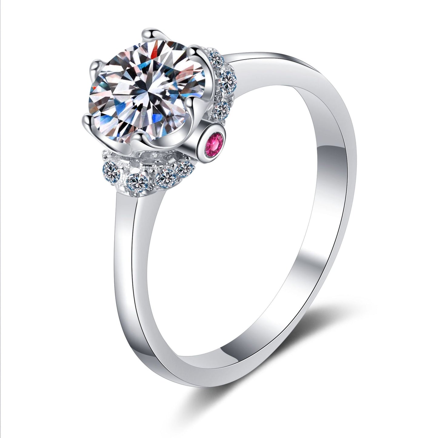 Engagement Ring, Promise Ring, Gift for Her, Gift for Girlfriend, girl, gift for lover, wife, Gift for Women, Gift for Mother, Mom, Mum, Valentine’s Day, Mother’s Day, Birthday, anniversary, graduation day, Posh Crown 0.5ct, 1ct Moissanite Diamond Ring S925 Sterling Silver, GRA Certificate, gift box