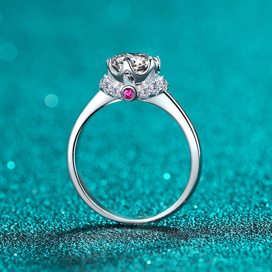 Engagement Ring, Promise Ring, Gift for Her, Gift for Girlfriend, girl, gift for lover, wife, Gift for Women, Gift for Mother, Mom, Mum, Valentine’s Day, Mother’s Day, Birthday, anniversary, graduation day, Posh Crown 0.5ct, 1ct Moissanite Diamond Ring S925 Sterling Silver, GRA Certificate, gift box