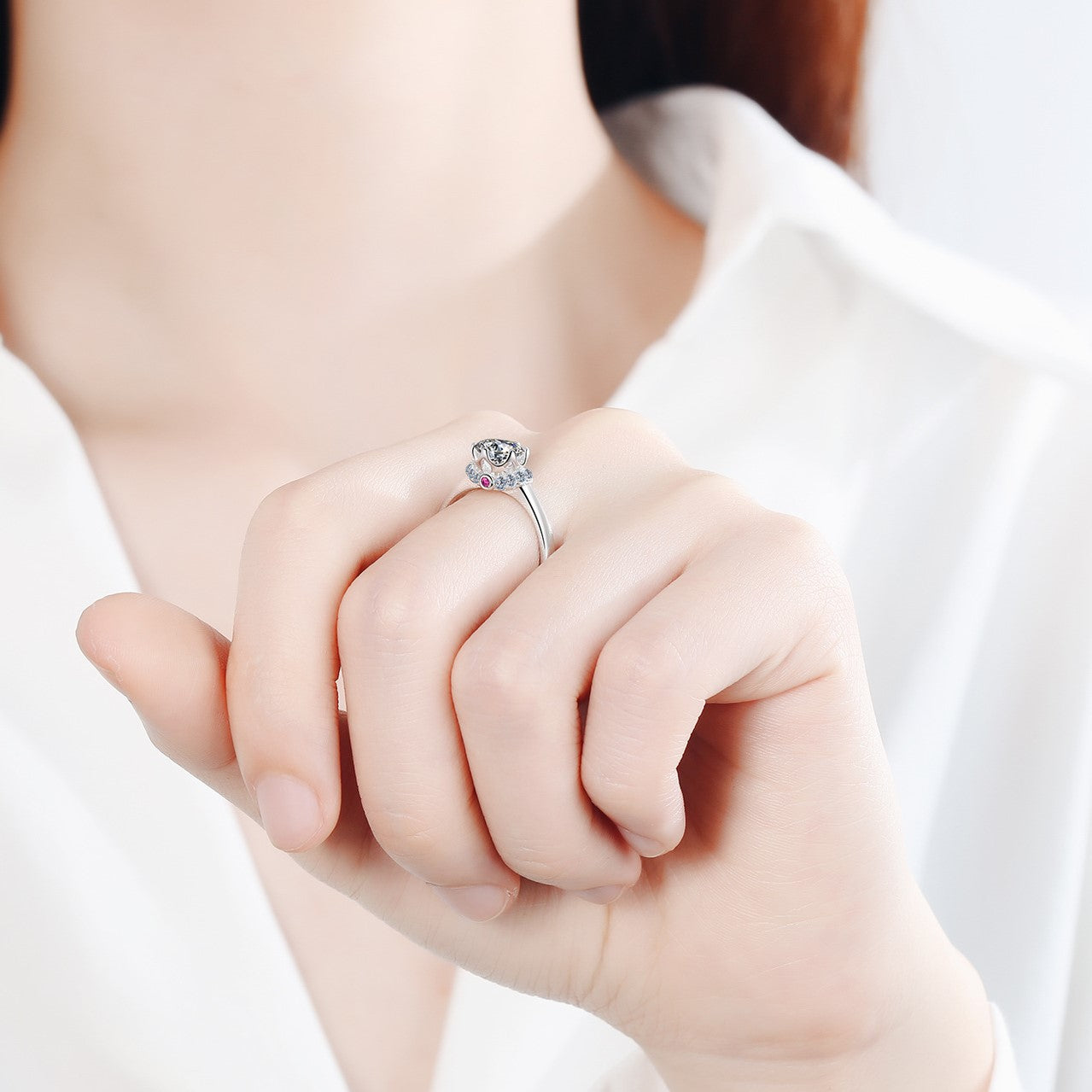 Engagement Ring, Promise Ring, Gift for Her, Gift for Girlfriend, girl, gift for lover, wife, Gift for Women, Gift for Mother, Mom, Mum, Valentine’s Day, Mother’s Day, Birthday, anniversary, graduation day, Posh Crown 0.5ct, 1ct Moissanite Diamond Ring S925 Sterling Silver, GRA Certificate, gift box