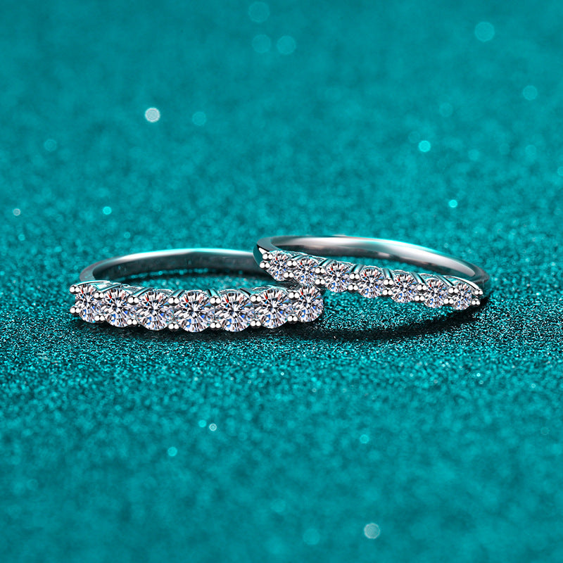 Engagement Ring, Wedding Ring, Promise Ring, Gift for Her, Gift for Women, Gift for Mother, Mom, Mum, Valentine’s Day, Mother’s Day, Stackable S925 Seven-stone Moissanite Diamond Eternity Band with Certificate, Gift for Girl, Girlfriend